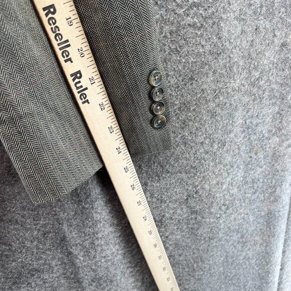 Lauren Ralph Lauren Blazer Men 46L Gray Herringbone Wool Two Button Classic Fit - Picture 4 of 10